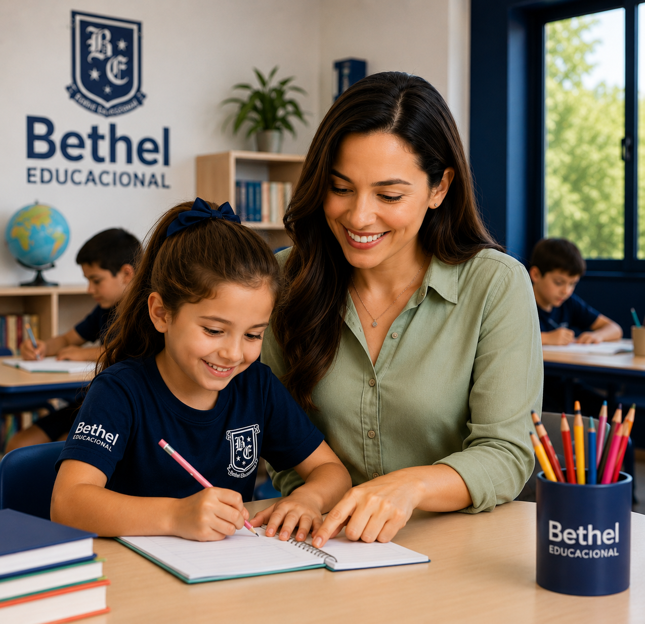 Estudantes em atividades do Ensino Fundamental no Bethel Educacional em Itatiba