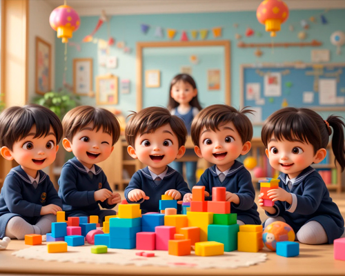 Crianças na Escola de Educação Infantil em Itatiba