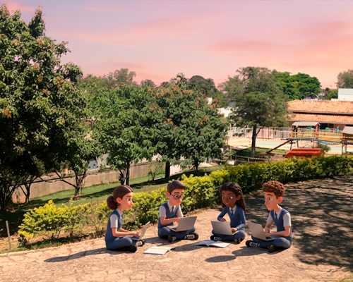Alunos da Escola de Ensino Médio em Itatiba